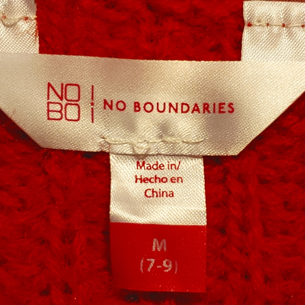No Boundaries Brilliant Red Twist Faux Pearl Sweater - Picture 5 of 5
